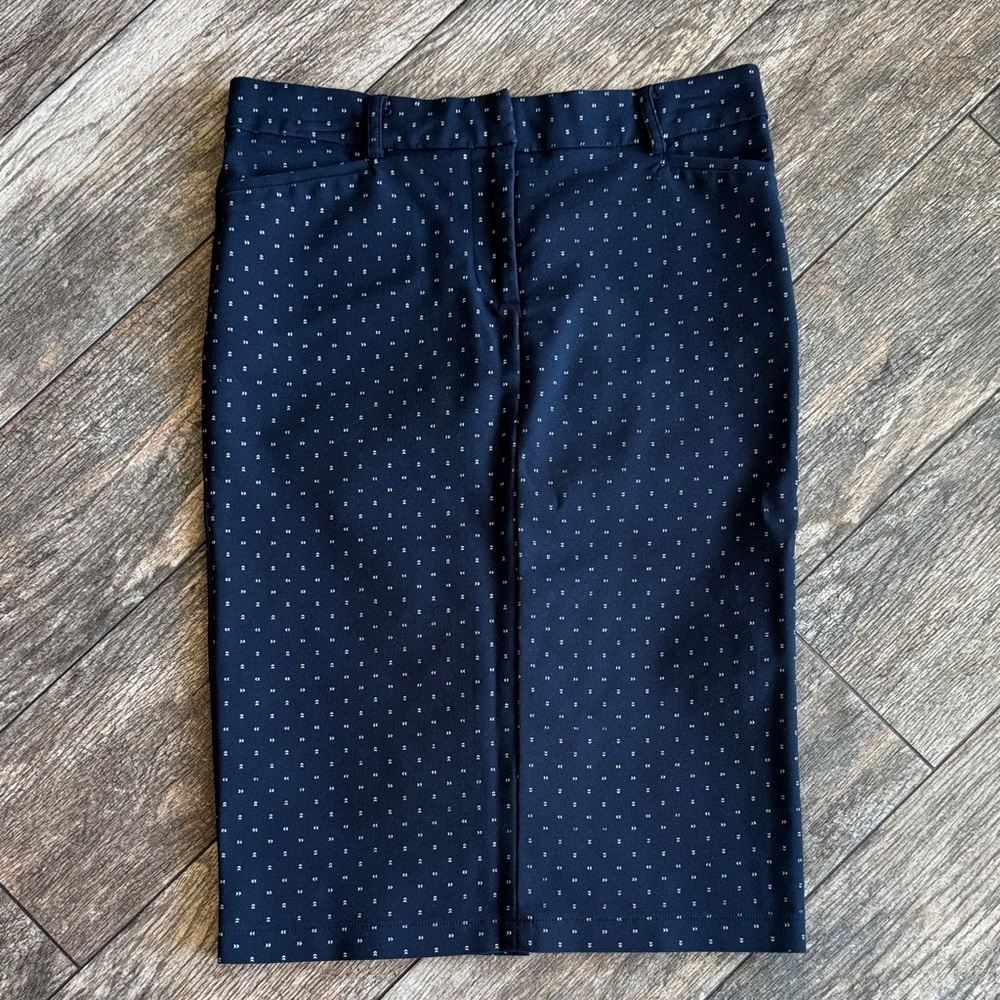 Navy Blue Polka Dot Pencil Skirt